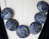 ON Sale: Large Ceramic Beads, Pottery Ceramic Beads, Jewelry Supply, Blue