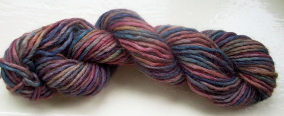 Hand painted yarn 50g dark blue soft olive  teal by SpinningStreak