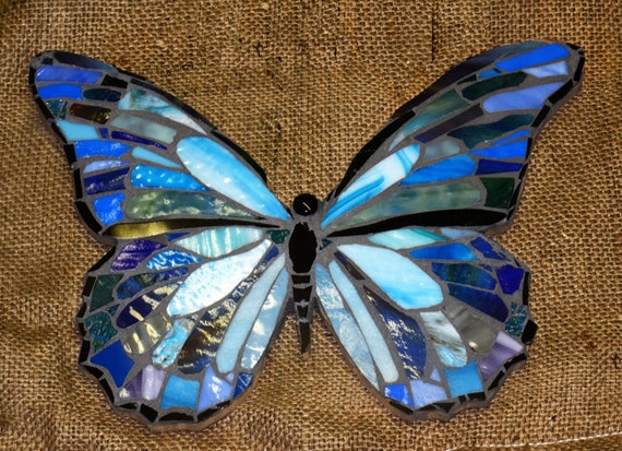 Blue Morpho Stained Glass Butterfly