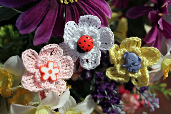 Fun Flower Barrettes 2 by DoilyMania on Etsy