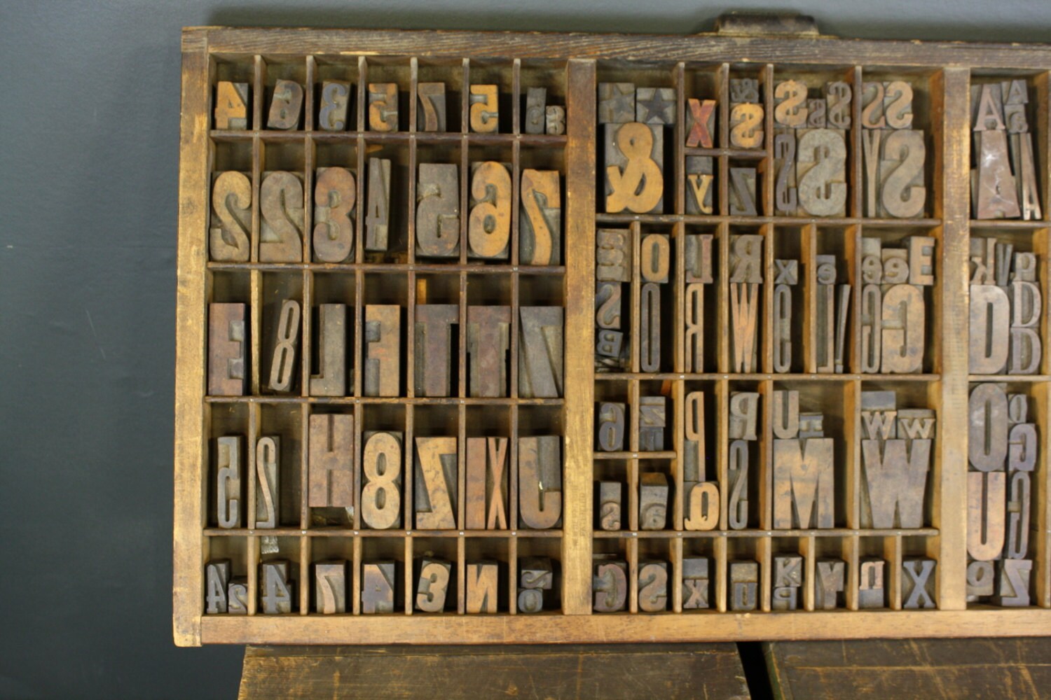 Antique Letterpress Wood Printing Press Alphabet Letters Number 