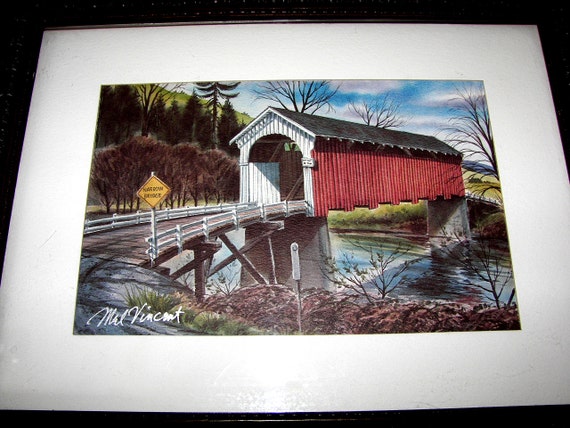 Framed Art Print Mel Vincent Covered Bridge and 50 similar ...