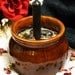 Brown Drip Hot Pot Hematite & Quartz Zen Garden Candle Holder
