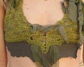 RESERVED WOODLAND WARRIOR top Golden moss green top for hippies, fairies and festival pixies