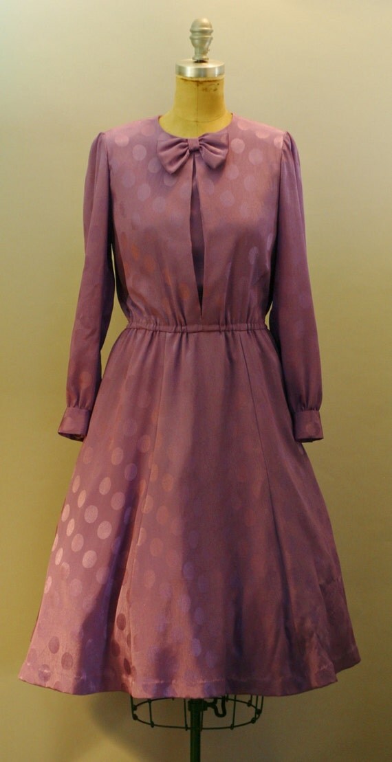 Vintage 1950s Purple Polka Dot Dress