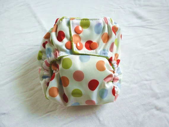 Creamsicle Dot One Size PUL Pocket Diaper with Microfleece