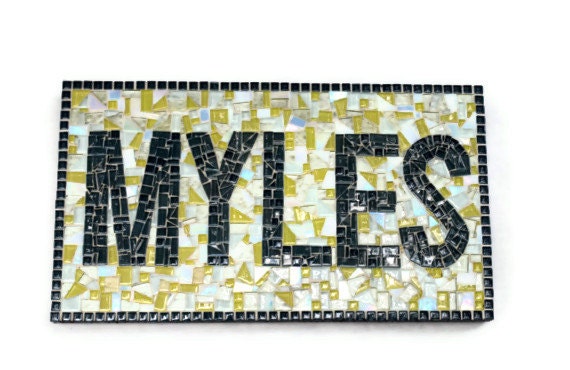 Nursery Name Art Mosaic Wall Hanging by GreenStreetMosaics on Etsy
