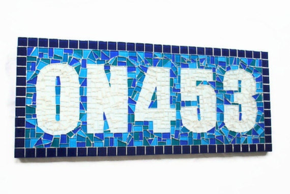 Outdoor Mosaic Address Sign House Numbers by GreenStreetMosaics