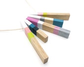 Nordic Spring Totem Color Block Necklace Reclaimed Wood Painted Wood Jewelry