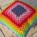 Rainbow crochet granny square pillow cover