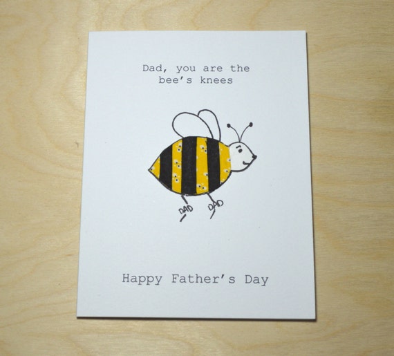 Father's Day Card/ Dad Card/ You are the bees knees card/Handmade card using fabric