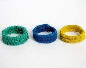 Green, Blue & Yellow Thread Wrap Ring Set