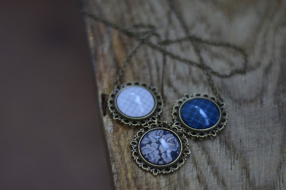 Statement necklace - Beige, Blue, Brown - Romantic summer jewelry