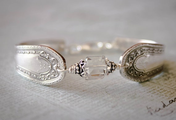 Vintage Silver Spoon Bracelet, Pattern name: Hampton Court, circa 1926, Repurposed, Upcycled,  Silverplate Spoon and Fork Jewelry