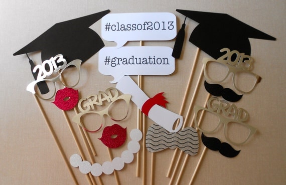 Graduation Photo Booth Props. Graduation Photos. Class of 2013. High School Graduation. College Graduation. Graduation Party. Set of 15.