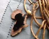 Double Africa Wood and Acrylic Keychain - afrocentric - ethnic - tribal