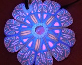 Mandala Trippy Pendant  Blacklight Psytrance UV Reactive Glow  Jewellery Polymer Clay Cyber Hippie Spiritual Necklace