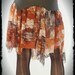 Bali wood shop leather and lace skirt brown and orange - gypsy - fairy - steampunk - amazone - trance - tribal - nomad