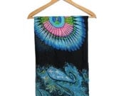 Sarong Pareo Wrap - Native American - Beach Cover Up  - Feather Sundress - Black & Blue Beach Wrap - Women Sundress - Summer - Sarong Dress