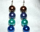 Multi-Colored  Earrings, Glass Pearl Earrings, Dangle Earrings, Chunky Earrings