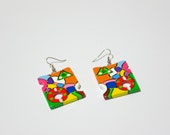 Earrings, abstraction. Wood, hand-painted.
