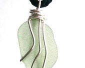 Sea Glass Necklace.  Irish Beach Glass. Pale Lime.  Zest