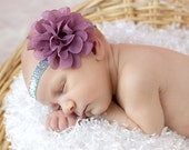 Mauve purple Chiffon Headband  Baby Headband, Flower Headband,Newborn headband