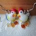 Lampwork Chicken Earrings with Red Agate Hearts