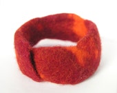 Burgundy Red bracelet / Cuff, Fire Felt bangle red / orange, gift for her, eco friendly