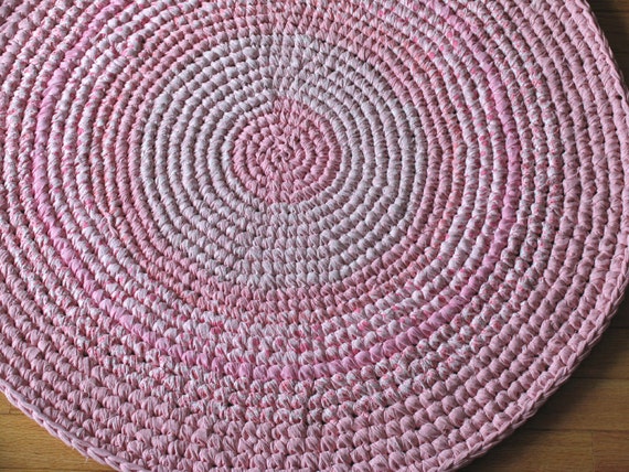 Shades of Pink Hand Crocheted Cotton Fabric Rag Rug