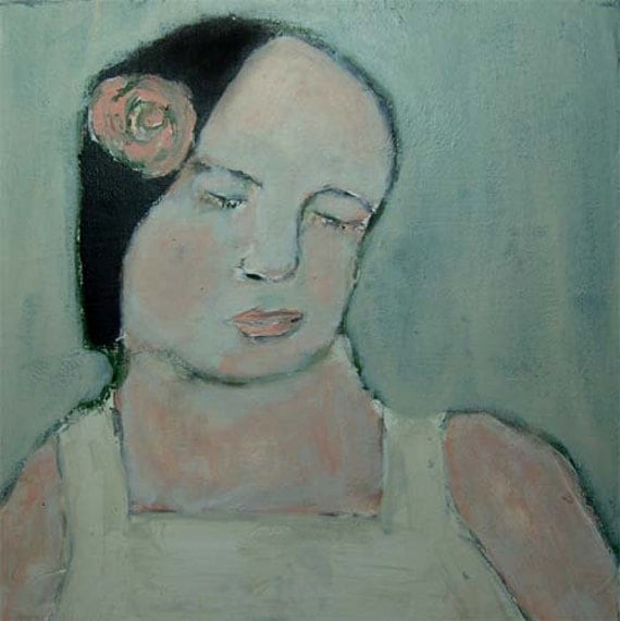 Acrylic Portrait Painting - Girl, Eyes Closed, Muted Colors, Soft, Angelic, Peacefully, Calm, Sad, Melancholy