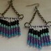 Chevron Pattern Beaded Purple Turquoise Black White Dangle Earrings