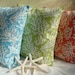 Beach Coral Print Outdoor Fabric 18 inch Pillow Cover in Blue Green or Coral