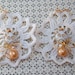 White Cat dangler earrings vintage recycled crochet