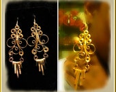 Gold tone chandelier earrings