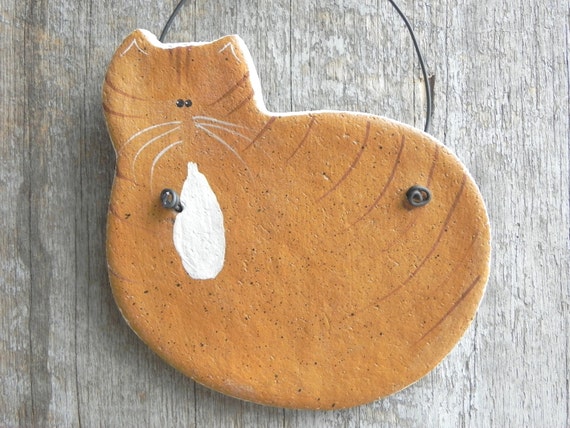 Orange Tabby Cat Salt Dough Xmas Tree or by cookiedoughcreations