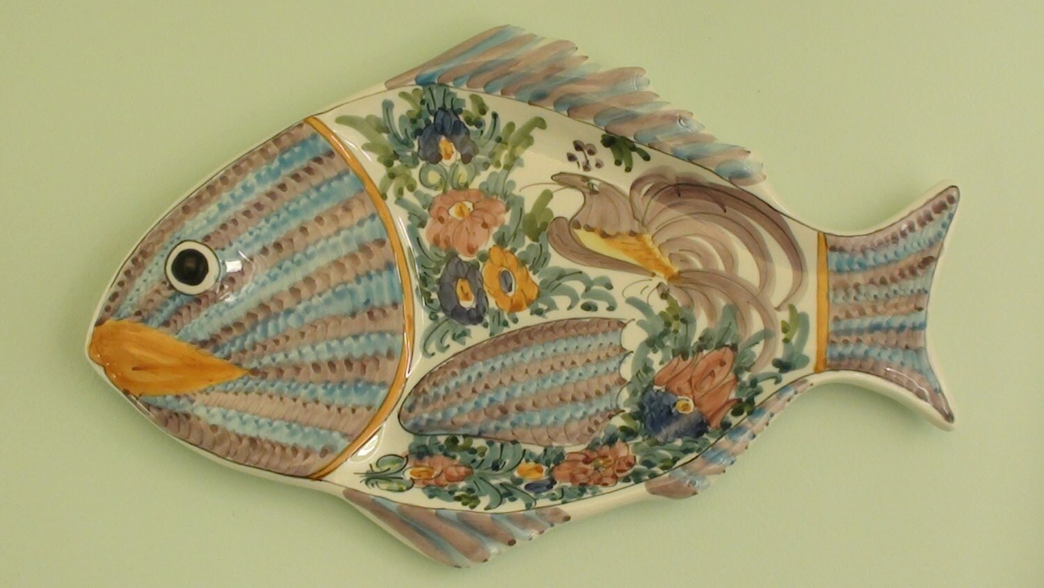 Handmade and hand painted ceramic fish plate. eBay