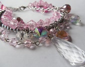 Pink Love Valentine Multi-Strand Beaded Charm Bracelet