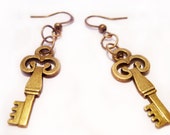 HANDMADE Skeleton Key Earrings, VINTAGE Look Key Earrings, Antique Bronze Dangle Key Earrings, Best Gift For Her, Gift Ideas For Her