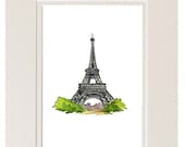 Eiffel Tower Paris, Eiffel Tower watercolor Illustration, Black Eiffel Tower Decorative Wall Art, Eiffel Tower Wall Decor