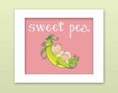 Nursery Art Print, Sweet Pea. Nursery Decor, Nursery/Children's Art Print - 8 x 10 in. NA2: Sweet Pea