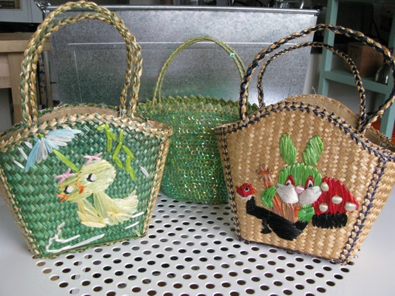 kitsch easter baskets with ducks and rabbits