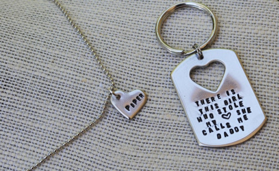 There is this Girl... Daddy/Daughter Keychain, Necklace Set - Father's Day Gift - His and Hers Personalized Keychain