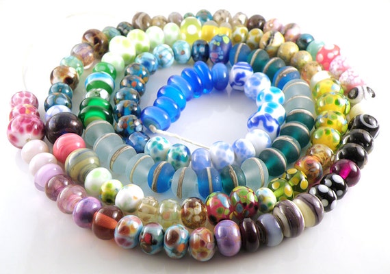 Naos Glass Fairy Opals 24 Bead Set Made To Order Handmade Lampwork Beads SRA 