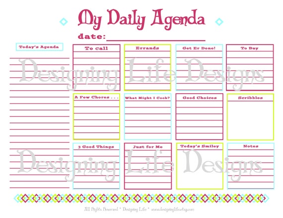 Daily Agenda Printable - Daily Planner Page - PDF To Do List Organizer