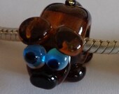 Handcrafted Artisan Lampwork Critter Glass Euro Charm Bead Dog