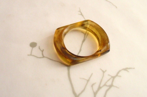 Tortoiseshell swirl amber stacking resin ring by TopazTurtle