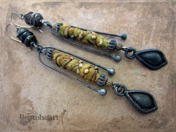 Disciple of Truth. dangle earrings assemblage boho