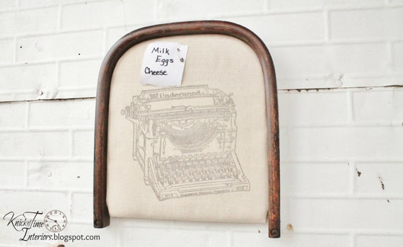Antique Typewriter Bulletin Board - Repurposed Chair Seat Memo Board