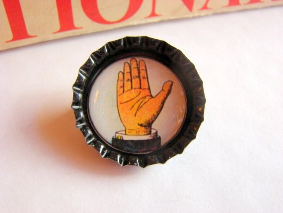 Buy 2 Sale Bottlecap Pin  Loteria Card  The Hand  by mimiandlucy